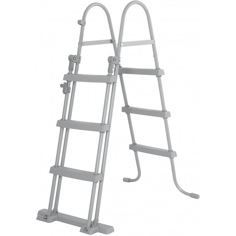 Bestway Sicherheitsleiter 107 cm 58330      Bestway Poolleiter - Aufstellpools bis 107 cm – rutschfeste Stufen – stabile Metallkonstruktion – bis 150 kg  – universell einsetzbar - 58330
