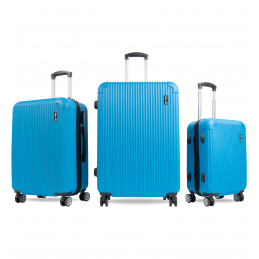 Aga Travel Kofferset 3 Teilig Trolley-Koffer Hartschalen-Koffer Rollkoffer Reisekoffervon ABS-Material mit CodeSchloss Teleskopgriff und 4 Zwillingsrollen  MR4652 Blau