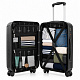 Aga Travel Kofferset 3 Teilig Hartschale  ABS+PC  Reisekoffer Haltbar Trolley Handgepäck Sets mit TSA Schloss und 4 Rollen  MR4667 Schwarz