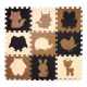 Aga Schaumstoff-Puzzlematte für Kinder 9 teilig Beige-Braun-Schwarz 85 cm x 85 cm x 1 cm