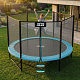 Aga SPORT PRO Trampolin 305 cm 10 ft Hellblau, Kindertrampolin, Gartentrampolin mit Sicherheitsnetz + Sicherheitsnetz + Leiter