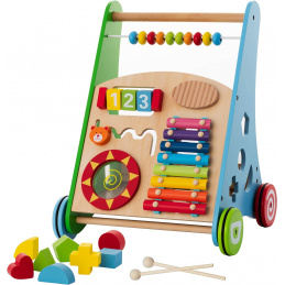 Aga4Kids Interaktive Lauflernhilfe aus Holz,Lauflernwagen,Lernspielzeug aus Holz