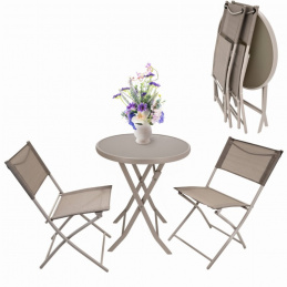 Meble balkonowe tarasowe - stolik składany, 2 krzesła Meble balkonowe tarasowe - stolik składany, 2 krzesła