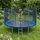 Aga SPORT PRO Trampolin 366 cm 12 ft Blau,Kindertrampolin,Gartentrampolin mit Sicherheitsnetz + Schutznetz + Leiter