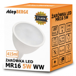 LED-Glühbirne 12V - MR16 - 5W - 415 lm - warmweiß