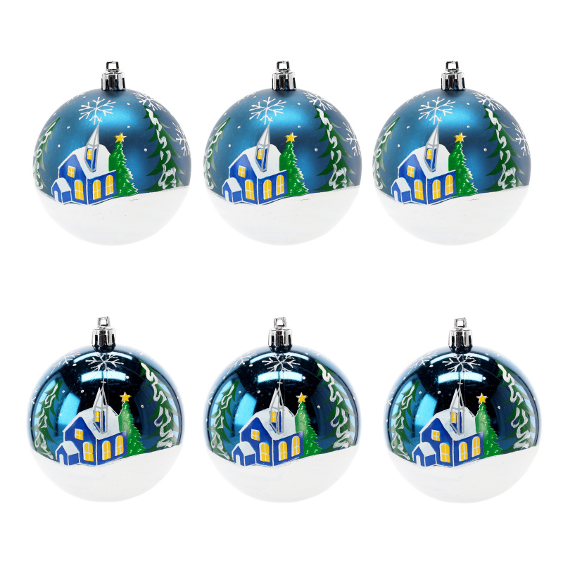 Aga Weihnachtskugeln 7cm 6 Stück Blau//Kirche