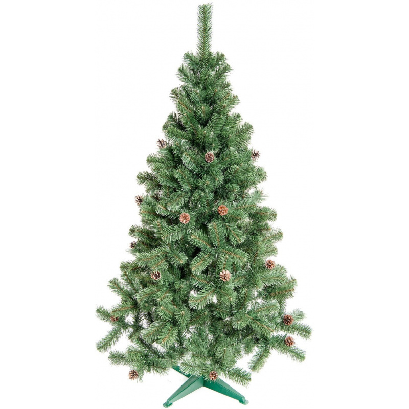 Aga Weihnachtsbaum Tanne mit Tannenzapfen 220 cm, Künstlicher Weihnachtsbaum, Tannenbaum mit ständer, Christbaum, Kunstbaum Weihnachten