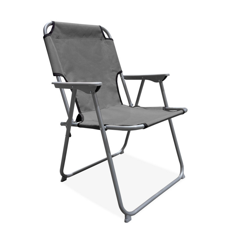 Linder Exclusiv Klappstuhl Oxford PO2600DG Dunkelgrau – Campingstuhl & Angelstuhl, bis 100 kg, Faltbar Stuhl, Gartenstuhl
