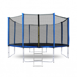 Aga SPORT PRO Trampolin,Kindertrampolin,Gartentrampolin mit Sicherheitsnetz  366 cm Blau + Schutznetz + Leiter