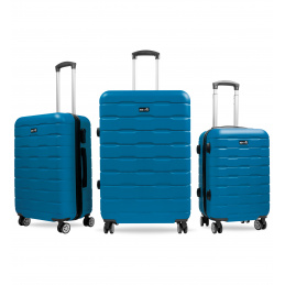 Aga Travel Kofferset Reisekofferset, Hartschalenkoffer, Doppelgriff mit Zahlenschloss, Koffer auf Rollen 3tgl Reisekoffer auf 4 Rollen MR4658 Dunkeltürkis