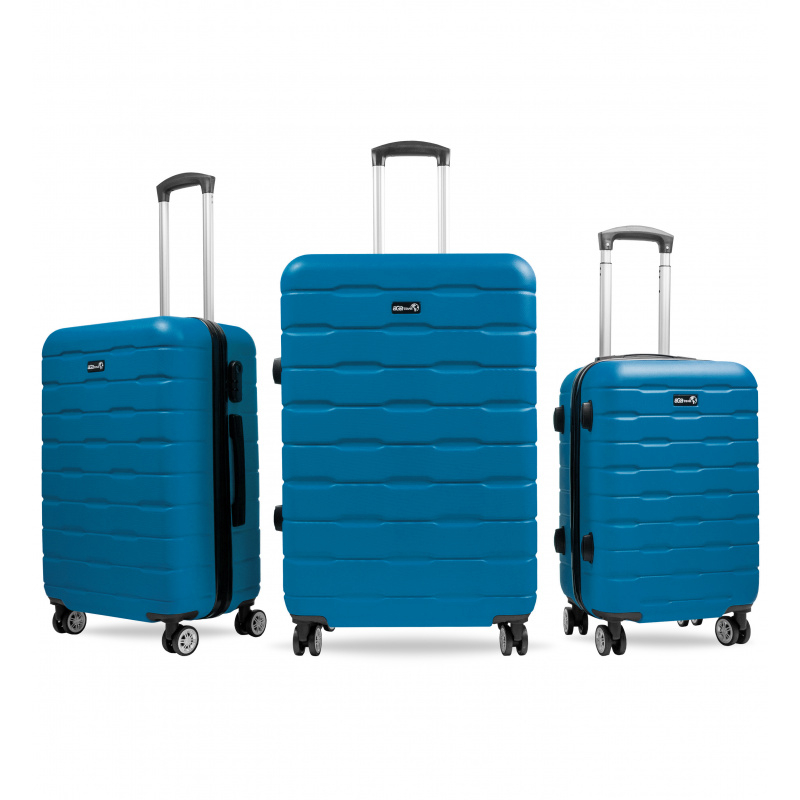 Aga Travel Kofferset Reisekofferset, Hartschalenkoffer, Doppelgriff mit Zahlenschloss, Koffer auf Rollen 3tgl Reisekoffer auf 4 Rollen MR4658 Dunkeltürkis