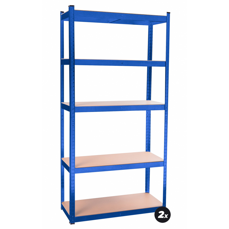 Aga 2x Metallregal 180x90x40 cm 5 Böden Blau