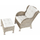 Aga Rattan-Sessel mit Hocker CONSUL RATTAN,Rattansessel mit Polsterung Hellgrau