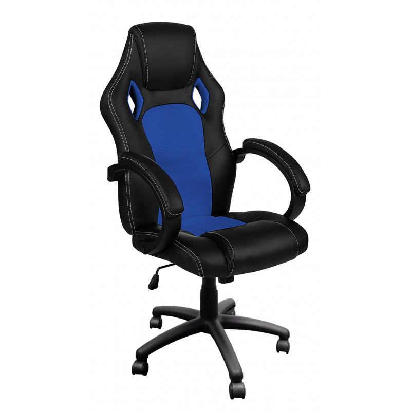 Aga Spielstuhl, Bürostuhl,Drehbarer Spielstuhl, Gamingstuhl, Racing Schreibtischstuhl, Chefsessel Schwarz - Blau