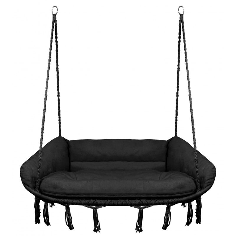 Aga Doppel-Hängesessel Schaukelstuhl Schwarz