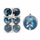 Aga Weihnachtskugeln 7cm 6 Stück Blau/Blättchen