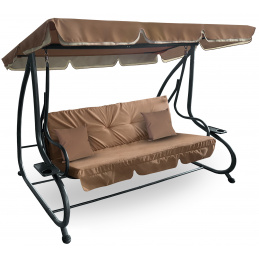 Aga Gartenschaukel 2in1 GRANDLUX  Gartenschaukel 3-Sitzer Gartenliege,Schaukel,Gartenbank bis 250 Kg, Hellbraun