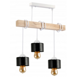 LED dřevěné závěsné stropní svítidlo, bílé, 3xE27 kelímek