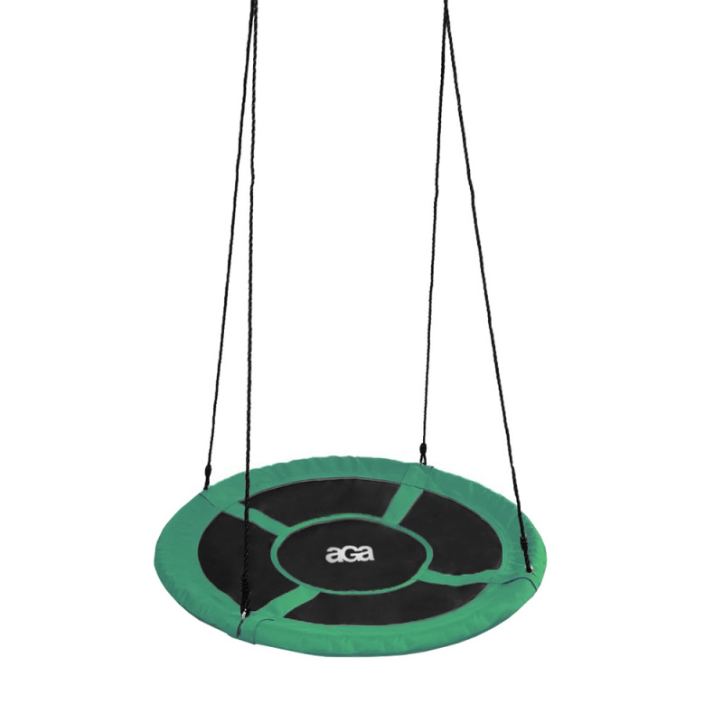 Aga Nestschaukel 90 cm, Rundschaukel, Schaukel verstellbar Garten-Schaukel 150 Kg belastbar, Kinderschaukel Tellerschaukel Hängeschaukel, Dunkelgrün