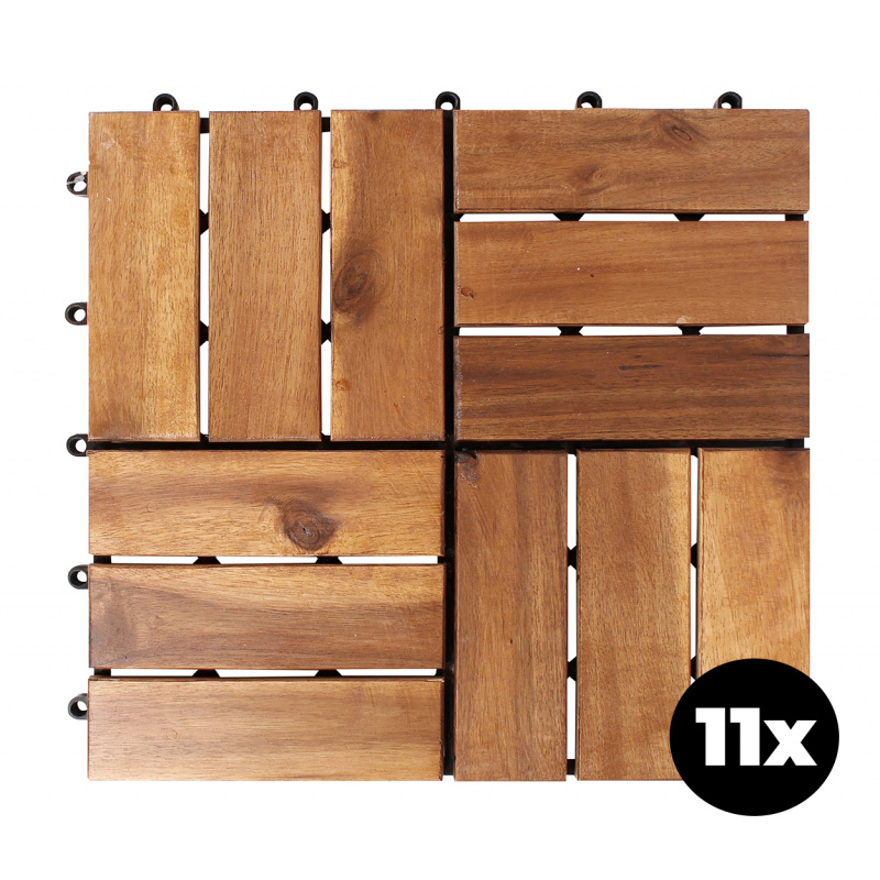 Linder Exclusiv Set Akazie Holzfliesen, Akazien-Terrassenfliesen 30x30 cm 11er Set