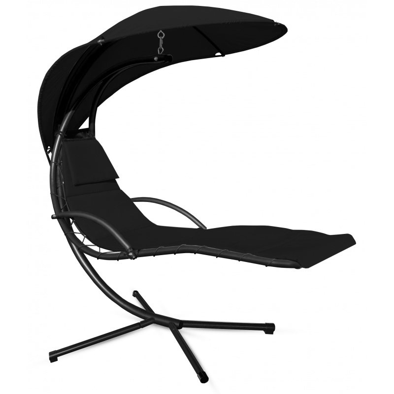 Aga Garten-Liegestuhl mit Sonnenschirm Schwarz