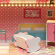 Aga MDF Holzpuppenhaus + Möbel 70cm rosa LED