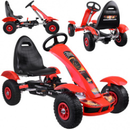 Czerwony sportowy GOKART na pedały dla dzieci do 50kg Pompowane koła SP0209 uniwersalny Czerwony sportowy GOKART na pedały dla dzieci do 50kg Pompowane koła SP0209 uniwersalny