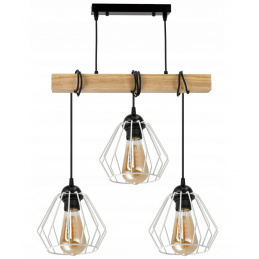 Závěsné stropní svítidlo LED dřevěný trám 3xE27 Lustr Diamonds White