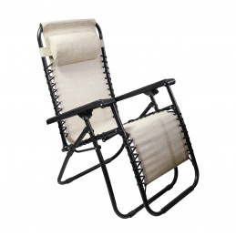 Aga Gartenliege GRT MR51CH Beige – Verstellbar mit Kopfstütze & Armlehnen, robust & wetterfest, klappbar mit Stahlrahmen, bis 120 kg