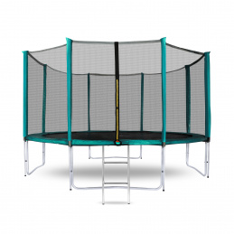 Aga SPORT PRO Trampolin,Kindertrampolin,Gartentrampolin mit Sicherheitsnetz  366 cm Dunkelgrün + Schutznetz + Leiter