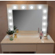 Aga Schminktisch mit 12 LED Glühbirnen + gepolsterter Hocker,Kosmetiktisch mit 4 Schubladen Weiß