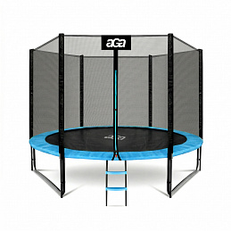 Aga SPORT PRO Trampolin 305 cm 10 ft Hellblau, Kindertrampolin, Gartentrampolin mit Sicherheitsnetz + Sicherheitsnetz + Leiter