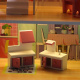 Aga MDF Holzpuppenhaus + Möbel 70cm rosa LED