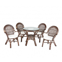 Aga Rattan-Garnitur PAPIO Choco Weiß