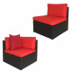Aga Rattangarnitur, Gartenmöbel-Set für Terrasse, Balkon MR4420 Rot