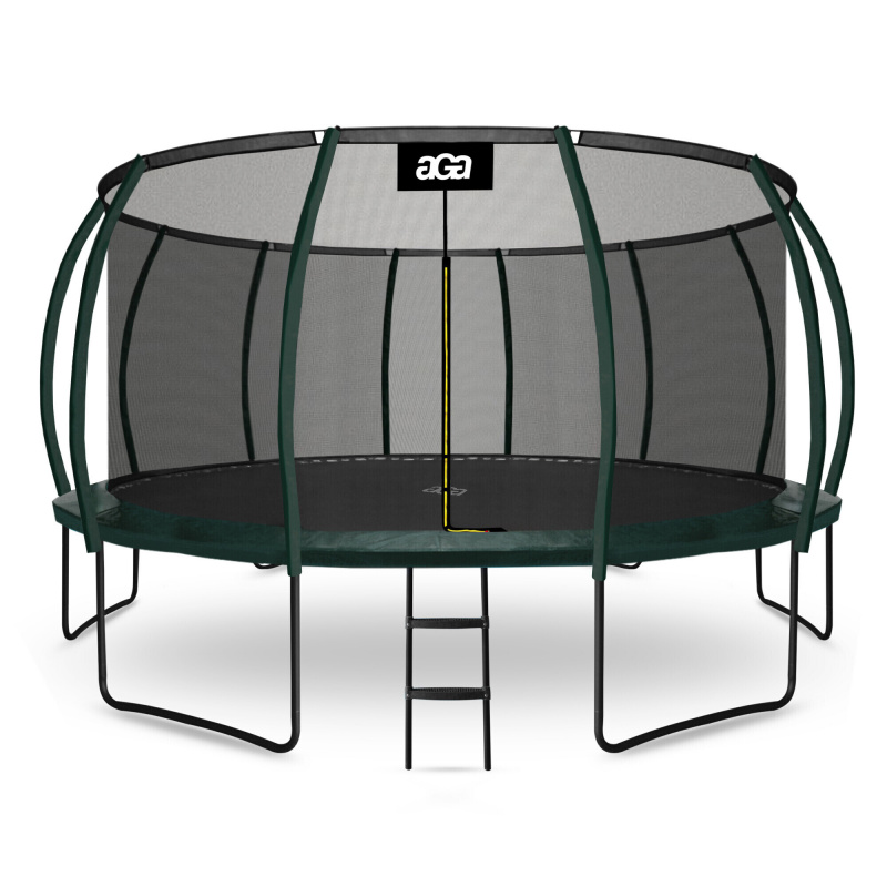 Aga SPORT EXCLUSIVE Trampolin, Kindertrampolin, Gartentrampolin mit Sicherheitsnetz 500 cm Dunkelgrün + Sicherheitsnetz + Leiter