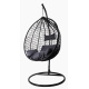 Aga Hängesessel mit Gestell und Kissen Hängekorb bis 120 kg ORTA Schwarz-Dunkelgrau, Hängestuhl, Hängekorb, Hängesessel mit Stahlskelett, Polyrattan Hängekorb, Hängesessel