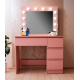 Aga Schminktisch mit 12 LED Glühbirnen,Kosmetiktisch,Schmiktisch mit 4 Schubladen Rosa