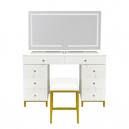 Aga Schminktisch mit Spiegel und Beleuchtung Mattweiß