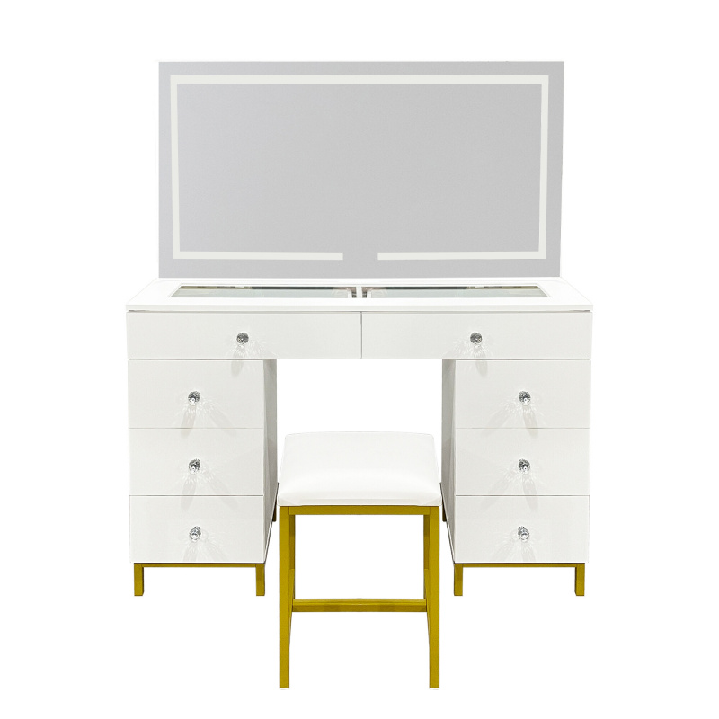 Aga Schminktisch mit Spiegel und Beleuchtung Mattweiß