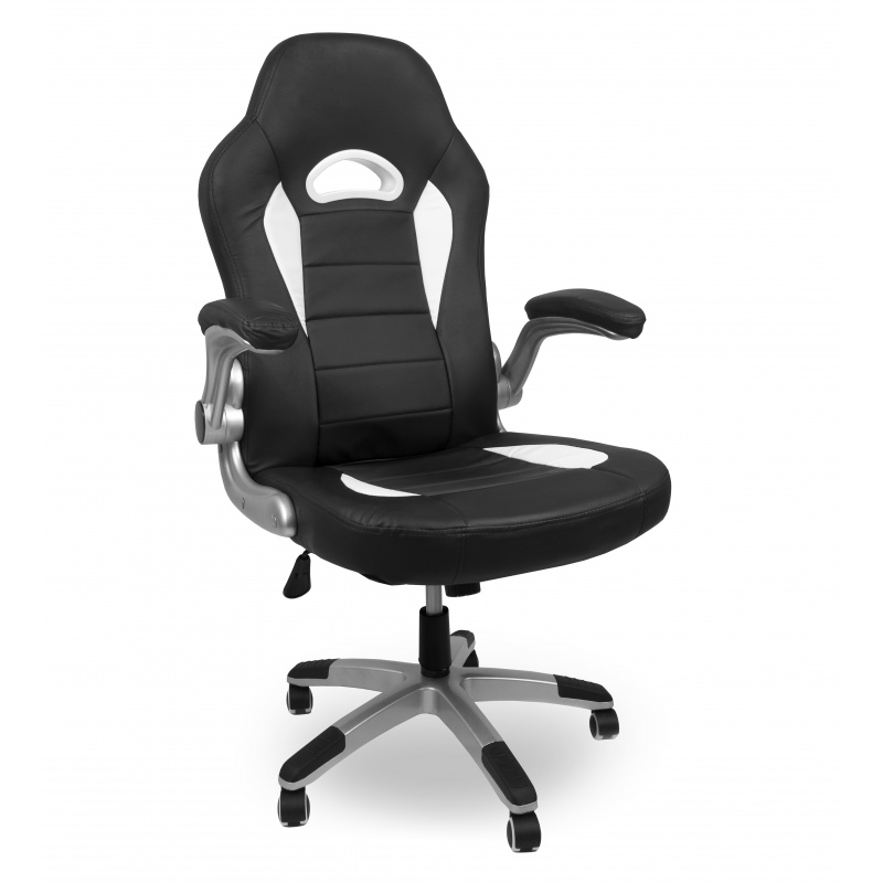Aga Spielstuhl, Bürostuhl,Drehbarer Spielstuhl, Gamingstuhl, Racing Schreibtischstuhl,Chefsessel Schwarz - Weiß