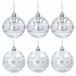 Aga Weihnachtskugeln 7cm 6 Stück Silber/Schneeflocken