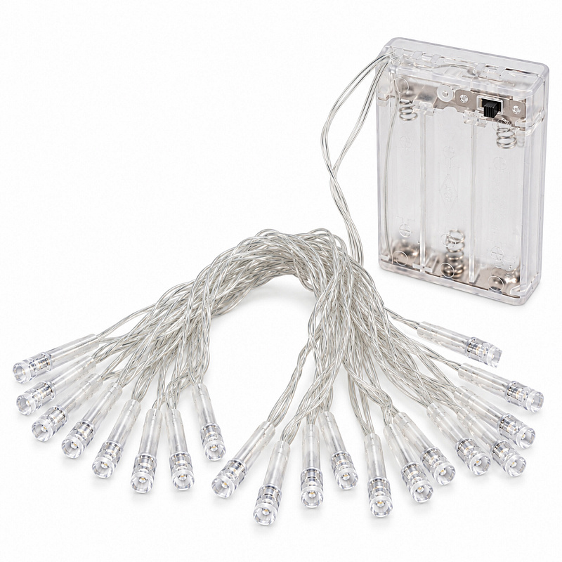 Linder Exclusiv Batteriebetriebene Lichterkette Weihnachstkette 20 LED Kaltweiß