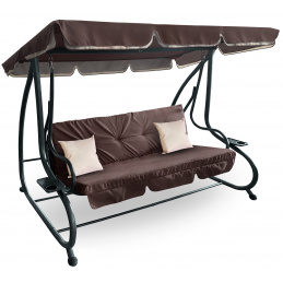 Aga Gartenschaukel 2in1 GRANDLUX  Gartenschaukel 3-Sitzer Gartenliege,Schaukel,Gartenbank bis 250 Kg, Dunkelbraun