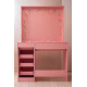 Aga Schminktisch mit Spiegel und Beleuchtung + Hocker Rosa