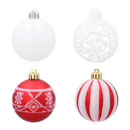 Aga Weihnachtskugeln MIX 6cm 16Stück Rot/Weiss