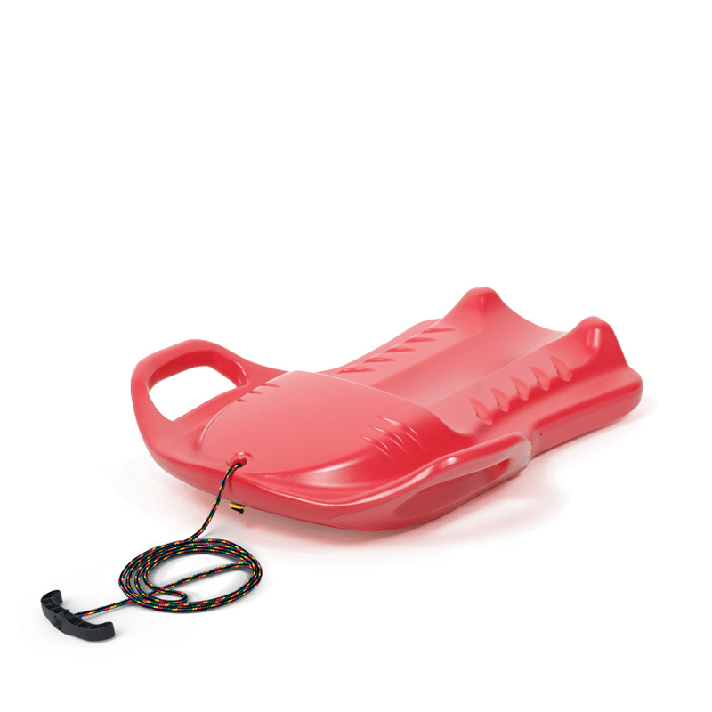 Prosperplast Boby Sporty Rot, Hochwertiger Kinderschlitten aus stabilem Kunststoff, stabiler und schöner Schlitten mit Zugseil