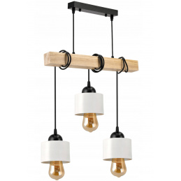 Závěsné stropní svítidlo LED dřevěný trám 3xE27 Lustr Kovový hrnek