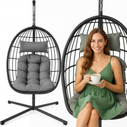 Fotel podwieszany na stalowym stelażu