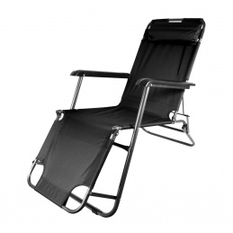 Aga Sonnenliege mit Fußteil DS713 Schwarz, leicht & klappbar, Stahl - pulverbeschichtet, UV-beständig, Liegestuhl, Gartenstühle, Gartenliege, Relaxsessel mit Kopfpolster, Camping Garten Balkon